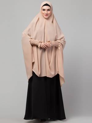 Nazneen Skin stretchable smoking at wrist knee length Jilbab cum prayer khimar Hijab 1
