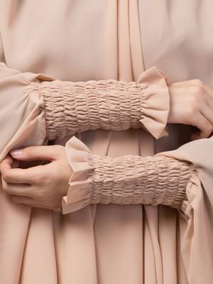 Nazneen Skin stretchable smoking at wrist knee length Jilbab cum prayer khimar Hijab 2
