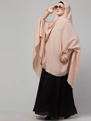 Nazneen Skin stretchable smoking at wrist knee length Jilbab cum prayer khimar Hijab 3