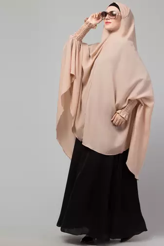 Nazneen Skin stretchable smoking at wrist knee length Jilbab cum prayer khimar Hijab