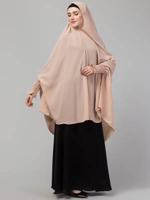 Nazneen Skin stretchable smoking at wrist knee length Jilbab cum prayer khimar Hijab 5