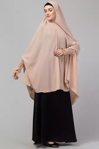 Nazneen Skin stretchable smoking at wrist knee length Jilbab cum prayer khimar Hijab