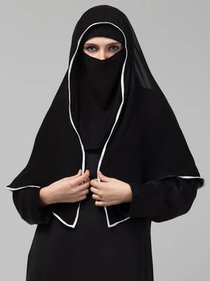 Nazneen Butterfly hijab cum nose piece with White Satin tape 1
