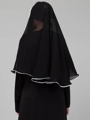 Nazneen Butterfly hijab cum nose piece with White Satin tape 2