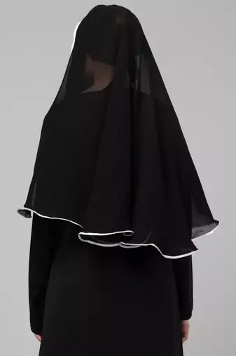 Nazneen Butterfly hijab cum nose piece with White Satin tape