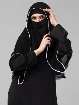 Nazneen Butterfly hijab cum nose piece with White Satin tape 3