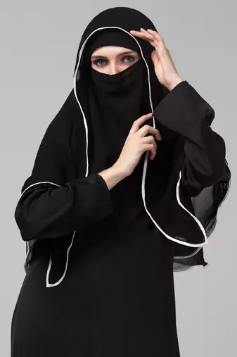 Nazneen Butterfly hijab cum nose piece with White Satin tape