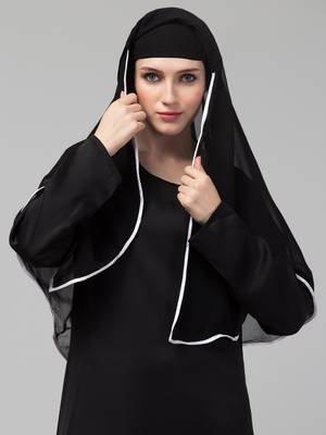 Nazneen Butterfly hijab cum nose piece with White Satin tape 4