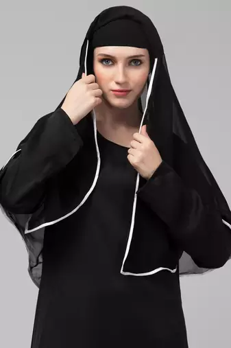 Nazneen Butterfly hijab cum nose piece with White Satin tape