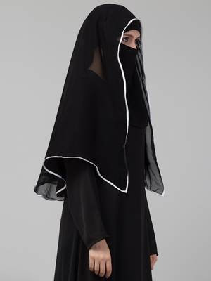 Nazneen Butterfly hijab cum nose piece with White Satin tape 5