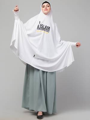 nazneen islamic calligraphy khimar hijab - white 4