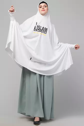 nazneen islamic calligraphy khimar hijab - white