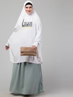 nazneen islamic calligraphy khimar hijab - white 5