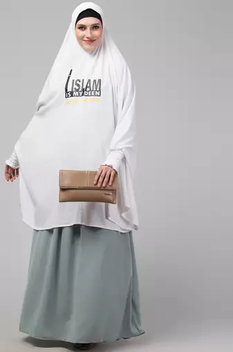 nazneen islamic calligraphy khimar hijab - white
