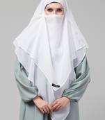 Nazneen White Triangle tow layers tie at back Ready to wear Hijab cum Naqab