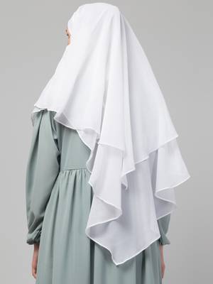 Nazneen White Triangle tow layers tie at back Ready to wear Hijab cum Naqab 2