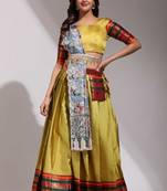 Yellow Woven Silk Lehenga Choli With Dupatta