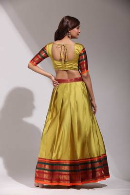 Yellow Woven Silk Lehenga Choli With Dupatta 4
