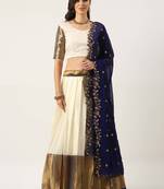 White Woven Silk Lehenga Choli With Dupatta