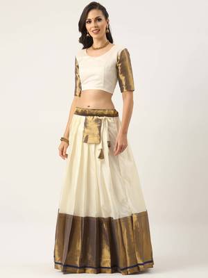 White Woven Silk Lehenga Choli With Dupatta 4