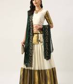 White Silk Jacquard-Designed Lehenga Choli 