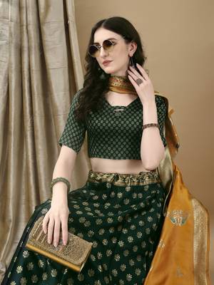 Green Woven Silk Lehenga Choli With Dupatta 2