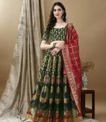 Green Woven Silk Lehenga Choli With Dupatta