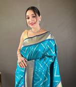 Soft Silk Saree With Beautiful Zig Zag Viscose Zari Design With Zari Patta Saree