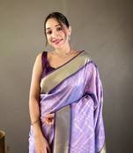 Soft Silk Saree With Beautiful Zig Zag Viscose Zari Design With Zari Patta Saree