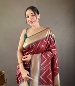Soft Silk Saree With Beautiful Zig Zag Viscose Zari Design With Zari Patta Saree