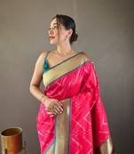 Soft Silk Saree With Beautiful Zig Zag Viscose Zari Design With Zari Patta Saree