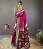 Soft Silk Saree With Beautiful Zig Zag Viscose Zari Design With Zari Patta Saree