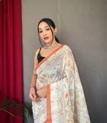 Malai Cotton Saree With Katha Prints Concept All Over Saree