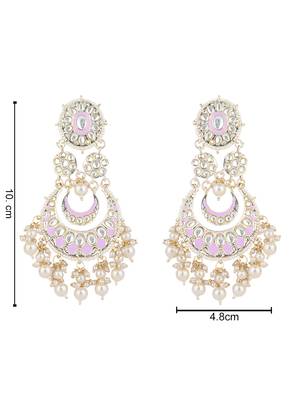 gold plated traditional handcrafted kundan & pearl chandbali earrings for women 4