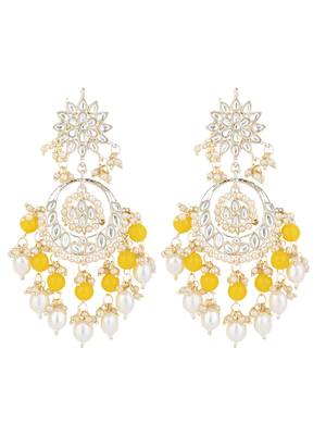 traditional handcrafted kundan & pearl chandbali earrings for women 2