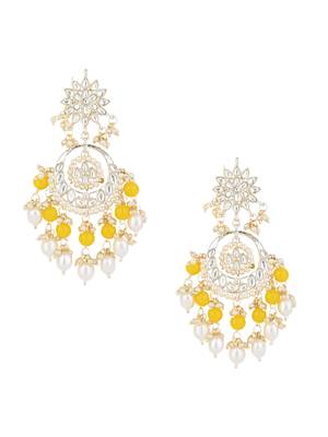 traditional handcrafted kundan & pearl chandbali earrings for women 3