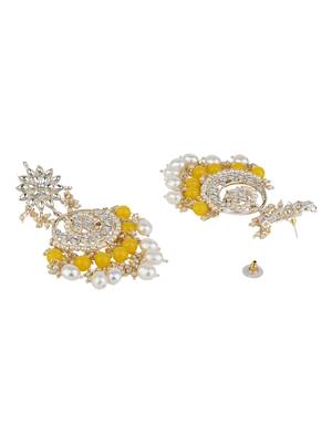 traditional handcrafted kundan & pearl chandbali earrings for women 4