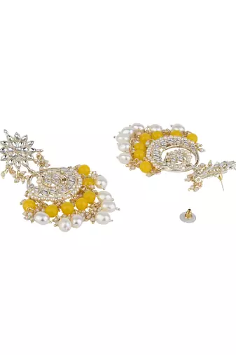 traditional handcrafted kundan & pearl chandbali earrings for women