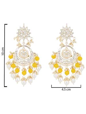 traditional handcrafted kundan & pearl chandbali earrings for women 5
