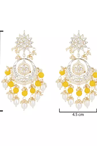 traditional handcrafted kundan & pearl chandbali earrings for women