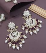 traditional handcrafted kundan & pearl chandbali earrings for women