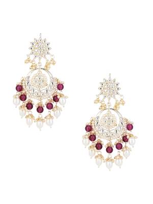 traditional handcrafted kundan & pearl chandbali earrings for women 3