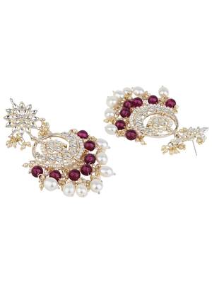traditional handcrafted kundan & pearl chandbali earrings for women 4