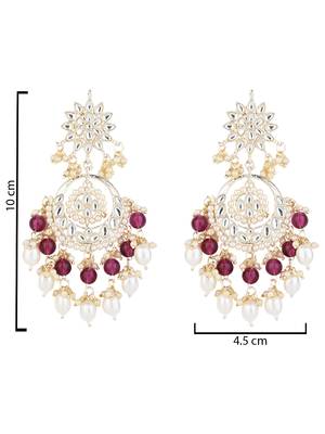 traditional handcrafted kundan & pearl chandbali earrings for women 5