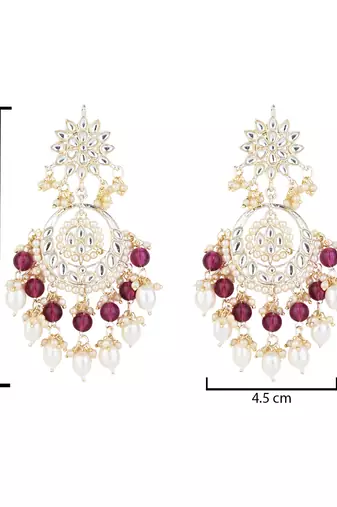 traditional handcrafted kundan & pearl chandbali earrings for women