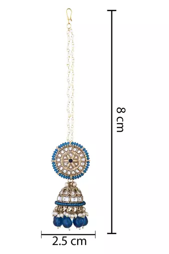 gold plated traditional kundan pearl jhumka earrings with attachable ear chain 