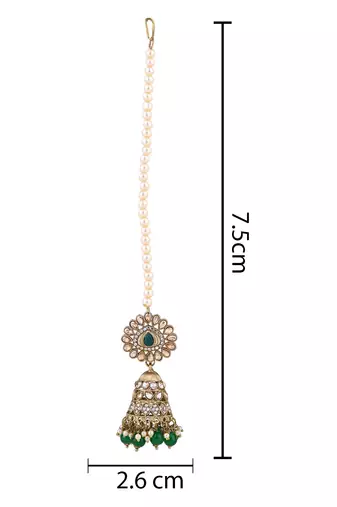 traditional kundan & pearl jhumka earrings with attachable ear chain for women 
