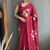 ready to wear maroon faux georgette hand printed saree
