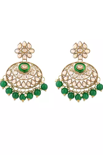 traditional kundan pearl chandbali earrings 