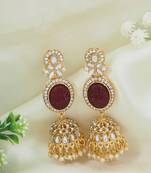 traditional kundan & pearl jhumka dangle earrings for women 